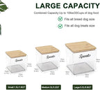 3-Piece Dog Treat Container Airtight, Square Dog Food Container With Bamboo Lid,Clear Pet Treat Bins for Kitchen Counter and Pantry,Ideal for Pet Owner