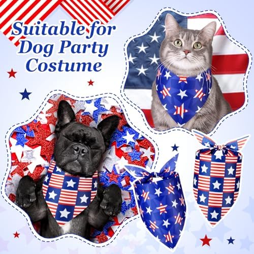 Preboun 50 Pcs Patriotic Dog Bandanas Bulk 4th of July Bandanas for Dogs Triangle Kerchief Scarf Set for Pets Independence Day Costume Photo Props Accessories Pet Shops, 25 Styles(25.6 x 17.7 x 17.7) - Image 4