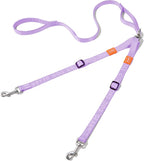 HOWGO Double Dog Leash,Tangle-Free 360 Swivel(Lavender, Std M-L w.Handle) | Individually Adjustable Length, Double Padded Handles,Zinc Alloy Hooks,Durable Nylon,No-Tangle Walking,All Breeds