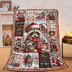 Christmas Raccoon Throw Blanket Snowy Woodland Holiday Gifts 50''x60'' by Fuzawet