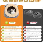 Cat Beds for Indoor Cats-Rabbit-Shaped Cat Cave Bed with Hanging Toy,Grey L | Super Soft Calming cat Tent house for Kitten&Puppy,Warm Plush&Machine Washable&Removable Cushioned Pad,Cute cat Hideaway