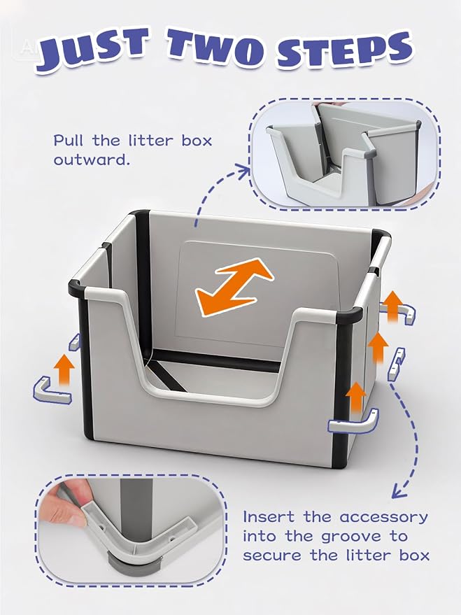 Large Cat Litter Boxes (16x20x12 Inch) with Scoop, Portable Cat Litter Box for Travel with Open Top & High Side, Foldable Box Easy to Carry to Indoor or Outdoor, for Kitty & Big Cats