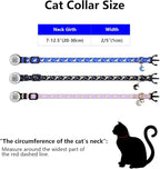 2 Pack Stars and Moon, Solid & Safe Safety Plaid Kitten Collars with QR ID Tag for Girl Boy for Cats, Pet Collar, Breakaway Cat Collar,Silent, Lightweight,Durable QR Code Pet ID Tags (Black&Blue)