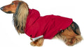 DJANGO Highland Dog Jacket & Raincoat – Water-Repellent, Lined Dog Coat with Hood, Adjustable Fit & Harness Hole – Lightweight Rain & Wind Jacket for Small & Medium Dogs up to 30 lbs (Red, X-Small)