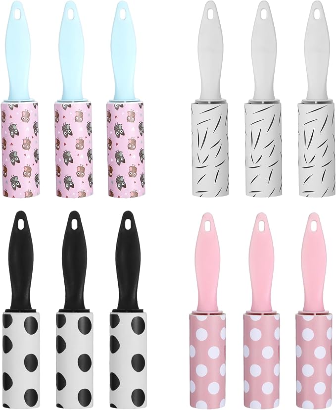 12 Pcs Mini Lint Roller Travel Size for Pet Hair Extra Sticky and Clothes | Travel Lint Rollers Disposable Sheets Remove Dog/Cat Hair for Home Car Travel Use