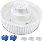 Lawfery Ceramic Cat Water Fountain, 2.1L/71oz Cupcake Pet Fountain | 3 Carbon Filters, 2 Quiet Pumps, Heavy Ceramic Body, and 360° Drinking Area, Drinking Bowl for Indoor Cats and Small Dogs