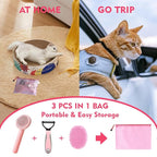 Cat Brush for Shedding 5pcs - Long Haired Cats Brush, Indoor Cats Brush, Small Dogs Brush, Matted Fur Hair Brush with Flea Comb Set, Pink