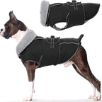 Lelepet Warm Dog Coat Adjustable Dog Fleece Vest Waterproof Jacket for Dogs | Windproof Winter Cold Weather Coats with Adjustable Buckle & Leash Hole Reflective Snow Jackets for Dogs, Black, M