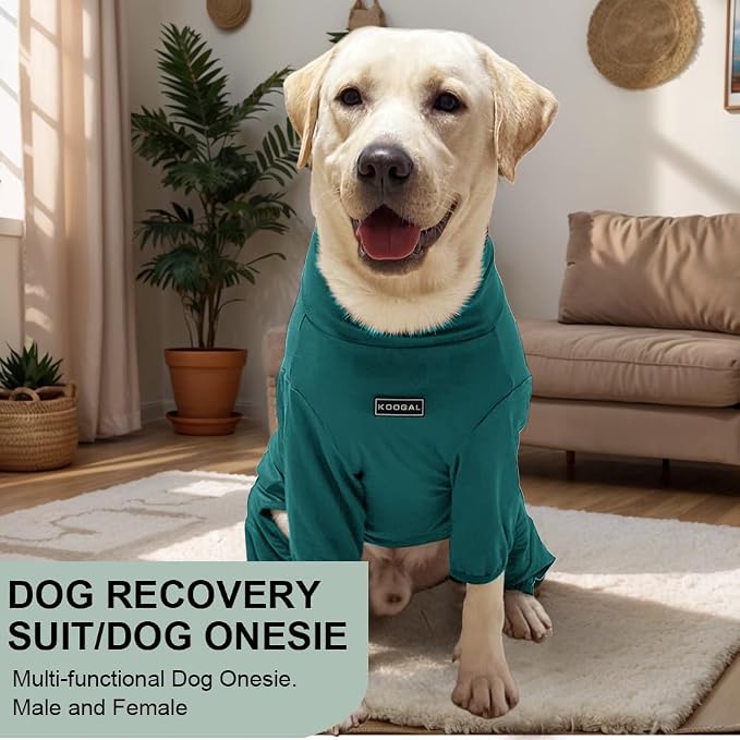 Dog Pyjamas PJS Sweater Clothes and Home Clothing Suitable for Medium to Large Breeds of Dogs, Dog Neutering Suits, Extra-Large Stretch Fabric, Four-Legged Clothes(Thin Dark Green, 3XL)