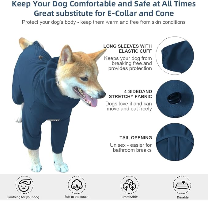 Dog Pajamas for Large Dogs,Extra Large Stretch, Suitable for Adult, Medium-Sized Dogs, Large Pet Jumpsuit Four-Legged Dog Clothes, Pet Clothing. (Blue, 3XL)