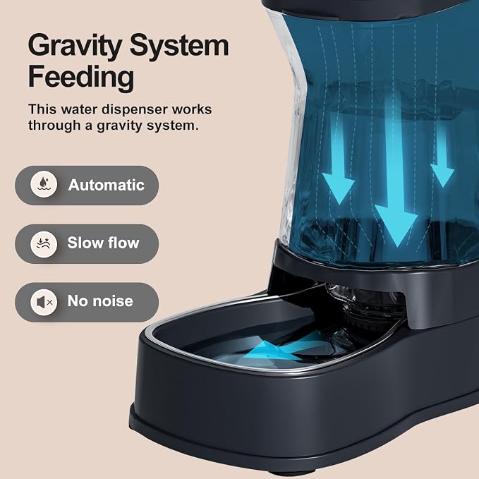 Gardner Pet Automatic Dog Water Dispenser Gravity Stainless Steel Water Waterer Feeder, 100% BPA-Free Large Capacity Water Feeding Bowls for Medium & Large-Sized Dogs Cats Other Pets -(1 Gallon)