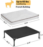 Veehoo Outdoor Elevated Dog Bed with Washable & Waterproof Cushion, Cooling | Medium Raised Dog Cot with Removable Cover, Brethable Mesh, Orthopedic Pet Bed for Indoor & Outdoor, 32" x 25", Dark Grey