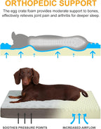 KSIIA Orthopedic Dog Bed for Small Dogs with Waterproof Lining, Grey, 21x13 | Deluxe Soft Plush Dog Crate Bed, Washable Pet Mat with Removable Cover & Egg Crate Foam for Small Dogs Sleeping & Relaxing
