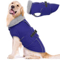 Lelepet Dog Coat Waterproof Dog Jacket Fleece Vest with Adjustable Buckle | Reflective Pet Winter Coat Turtleneck Snowsuit Windproof Cold Weather Coats for Small Medium Large Dogs,Leash Hole,Blue, XXXL