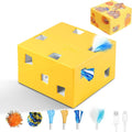 Migipaws MigiBox Cat Toy with PopSkin, Interactive Kitten Toy for Indoor Cats, Automatic Pop Out Feathers from 12 Holes Randomly, Pounce Mystery Under Cover to Stimulate Bored Furry, Rechargable
