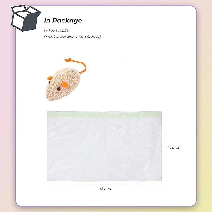 Cat Litter Box Liners, 20 Count 41" x 19" Large Extra Durable Litter Pan Bags with Drawstring Heavy Duty Liner Bags for Pet Litter Tray,Unscented