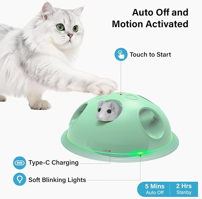 Pawingcat Cat Toys for Bored Indoor Cats Interactive String and Mouse | Hide and Seek,Cat Puzzle Toy,Automatic String,Running Plush Mouse,Cat Gifts