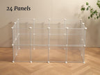 LURIVA Transparent Clear Small Animal Playpen, Guinea Pig Cages, Puppy Dog Playpen, Pet Playpen, Rabbit Bunny Indoor Outdoor Fence Pen Enclosure, White Clear Plastic Playpen,12 X 12 Inch, 24 Panels