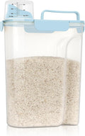 LEAWALK Airtight Rice Storage Container, Cereal Dry Food Flour and Sugar Bin, Dog Cat Food Dispenser with Measuring Cup, BPA Free Clear Plastic Kitchen (Sky blue, 5L-1pack)