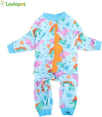 LovinPet Large Dog Pajamas, Four-Leg Stretch Onesie Bodysuit, Lightweight UV-Shielding Pajamas, Anti-Lick Calming Recovery Suit for Surgery, Pull-On for Medium and Large Breeds,Green Orange,XL