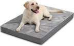 Waterproof Dog Beds Large Sized Dogs, Washable Orthopedic Pet Bed 36"x27" | Reversible Faux Leather & Flannel, Outdoor Dog Bed Foam, Durable Removable Cover, ,Anti-Slip Bottom,Gray