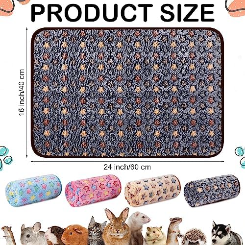 Reginary 4 Pcs Guinea Pig Fleece Cage Liners, Star Pattern, 24 x 16 Inch - Image 2