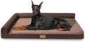 Patas Lague Orthopedic Extra Large Dog Bed Pet Sofa Beds 56''X40''Brown | L Bolster Egg-Crate Foam Dog Couch For Large Sized Dogs, Waterproof Removable Washable Cover, Pet Mat with Nonskid Bottom
