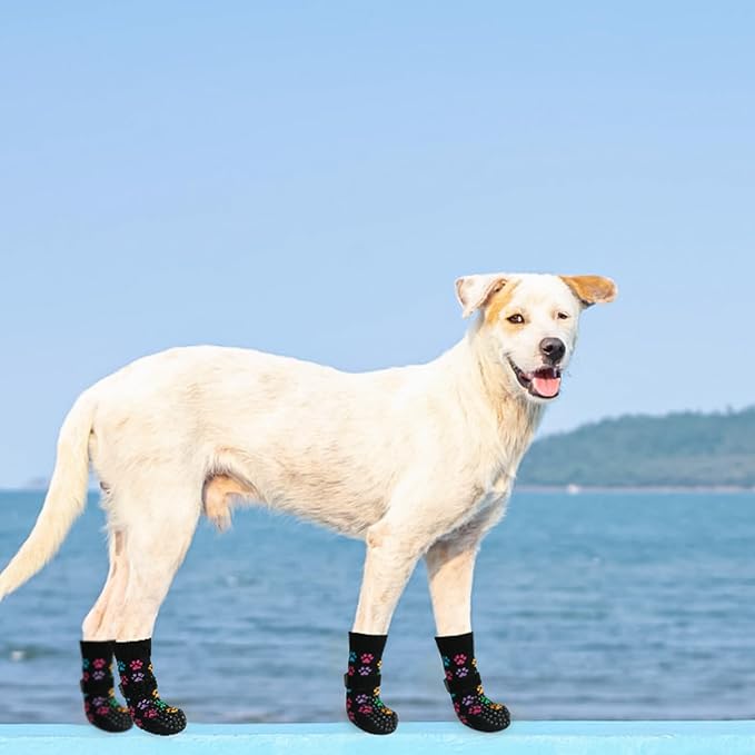 SCENEREAL Anti Slip Dog Socks to Prevent Licking Paws for Hardwood Floors | Double Sides Dog Shoes Boots & Paw Protectors for Hot/Cold Pavement, Dog Grippy Booties for Small Medium Large Senior Dogs