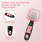 Slicker Brush for Dogs - Gently Cleaning Pin Brush for Shedding, Small Dogs, Puppy, Yorkie, Poodle, Rabbits, Cats - Pink