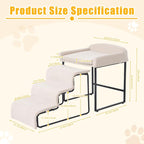 Dog Steps with Beside Pet Bed Set for Bed Window Sofa Dog Window Perch with Stairs for Small Pets Pet Steps and Window Perch with Sturdy Metal Frame and Soft Cushion for Small Dogs (with Pet Bed)
