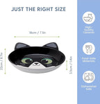 The Cat Ladies Ceramic Cat Bowls - Whisker Friendly Food Bowl - Cute Pet, Kitten Plates - Dishes for Indoor Cats - Dish for Wet Food & Water - Platos para Gatos - Black and White Cat, Large