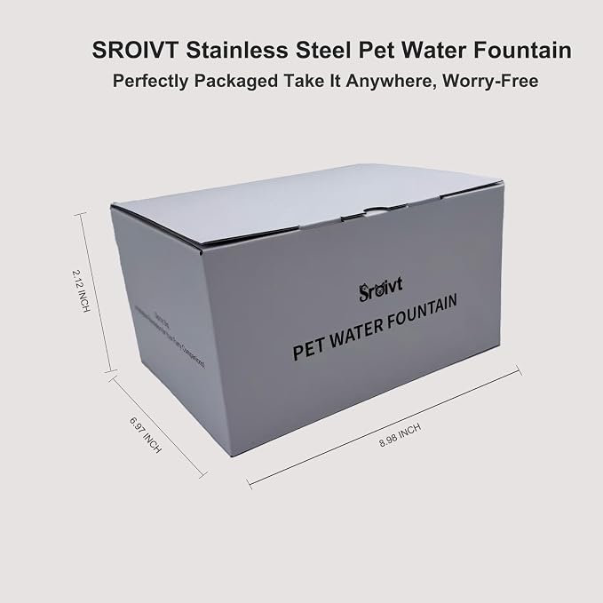 Cat Water Fountain Stainless Steel,Cordless,Rechargeable,2.6L,1 Filter | cat fountain,wireless,water fountain for cats,outdoor,indoor,battery operated,motion sensor,metal,auto,outside,automatic