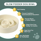 Havniva Elevated Slow Feeder Dog Bowls, Ceramic Dog Bowl Slow Feeder | 0.9 Cups Raised Slow Feeding Bowl for Small Breed, Puzzle Dog Food Bowl with Wooden Stand, Non-Slip, Anti-Choking