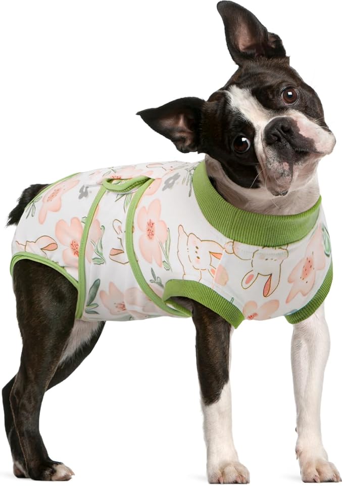 FUAMEY Surgery Suit for Dogs Female After Spayed, Soft Onesie for Surgery | Cone Alternative after Surgery, Dog Wound Cover Spay Suit Prevent Licking, Female Dog Onesie for Heat Cycle, Rabbit Flower L