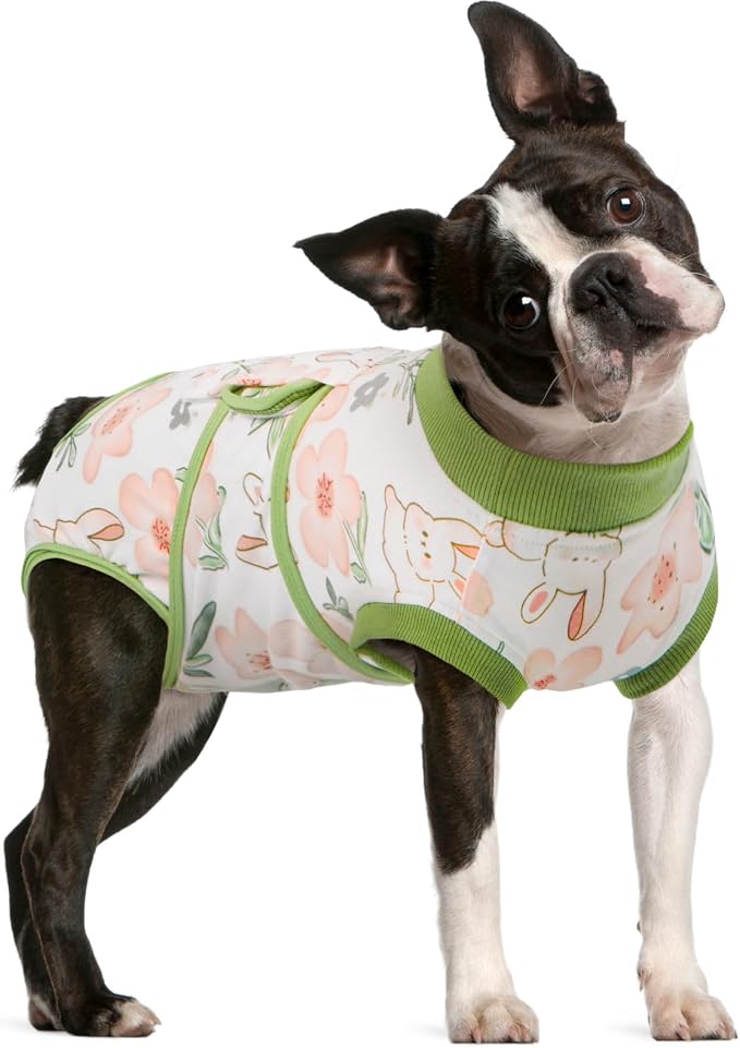 FUAMEY Surgery Suit for Dogs Female After Spayed, Soft Onesie for Surgery | Cone Alternative after Surgery, Dog Wound Cover Spay Suit Prevent Licking, Female Dog Onesie for Heat Cycle, Rabbit Flower M