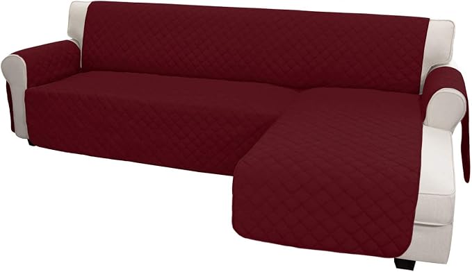 Easy-Going Reversible L-Shape Sectional Couch Cover, Small, Christmas Red | Soft Sofa Slipcover For Dogs, Fits Left/Right Chaise Lounge Protector, Water Resistant Mat For Living Room
