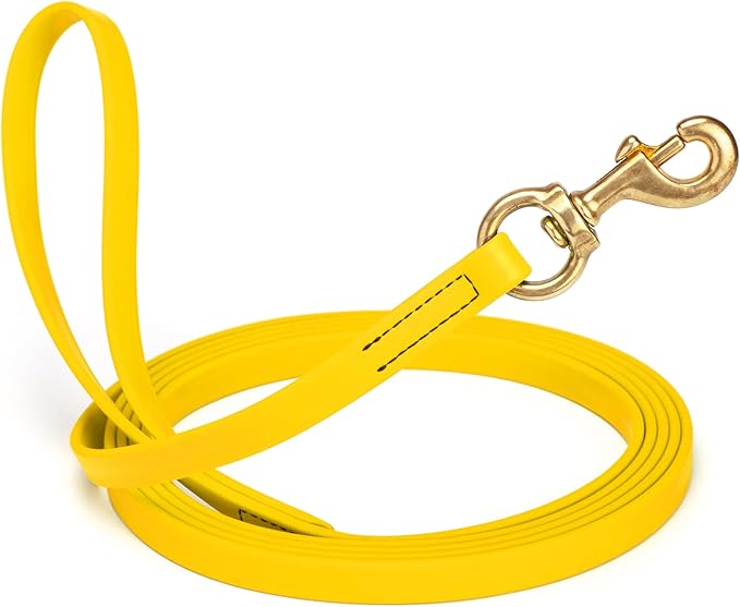 Viper Biothane K9 Working Dog Leash Waterproof Lead for Tracking Training Schutzhund Odor-Proof Long Line with Solid Brass Snap for Puppy Medium and Large Dogs, 15ft Lemon Yellow