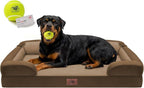 Waterproof Orthopedic Dog Bed for Extra Large Sized Dogs | Memory Foam Pet Bed Sofa with Bolster, Dog Couch with Washable Cover & Non-Slip Bottom, 45x35 Inch, Dark Brown