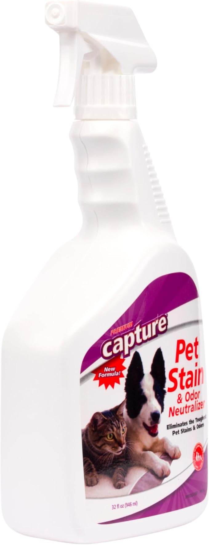 Capture Pet Stain & Odor Remover - Enzyme Pet Odor Eliminator - 32oz Spray | Carpet Stain Remover for Cats & Dog Pee Smell, Cat Urine Destroyer, Carpet Cleaner Spray