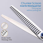 Left Handed Dog Grooming Scissors Kit 8 in Professional Curved Thinning Straight Shear 3pcs Set for Grooming Big Dogs Poodle Pet Japan 440C Stainless Steel(8.0'' Kit, 4Pcs)