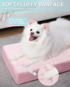 KSIIA Orthopedic Dog Bed for Small Dogs with Waterproof Lining, Pink, 23x17 | Deluxe Soft Plush Dog Crate Bed, Washable Pet Mat with Removable Cover & Egg Crate Foam for Small Dogs Sleeping & Relaxing