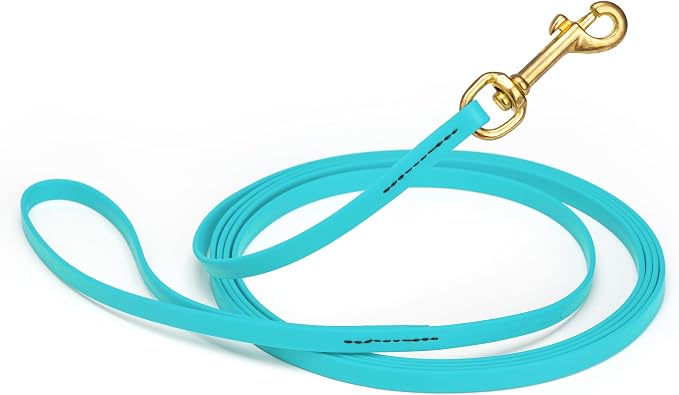 Viper Biothane K9 Working Dog Leash Waterproof Lead for Tracking Training Schutzhund Odor-Proof Long Line with Solid Brass Snap for Puppy Medium and Large Dogs, 15ft Sky Blue