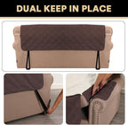 100% Waterproof Loveseat Covers for 2 Cushion Couch Sofa Covers Waterproof and Washable Sofa Slipcover with Side Pocket Furniture Protector with Elastic Straps(Loveseat 48", Brown)
