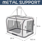 Extra Large Cat Carrier Soft Sided, Portable Small Dog Carrier for 2 Cats, 24"x16.5"x16" Car Travel Folding Comfortable Design, Navy