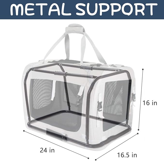 Extra Large Cat Carrier Soft Sided, Portable Small Dog Carrier for 2 Cats, 24"x16.5"x16" Car Travel Folding Comfortable Design, Navy