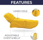 Dachshund Raincoat - Waterproof & Windproof Dog Jacket for Long Weiner Dogs, Adjustable Fit, Harness Hole - Yellow, Medium