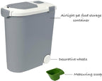 Ashfield & Harkness Airtight Pet Food Storage Container, Holds 30lbs | Grey BPA-free HDPE bin with silicone seal, measuring scoop on lid, snap latch - fits dogs, cats & more