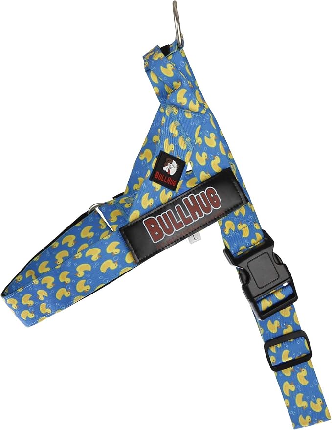 BULLHUG Adjustable Dog Harness– No Pull, No Choke – for English Bulldogs, French Bulldogs, Pugs & Broad-Chested Breeds – Easy, Safe Walks (Sky-Duck, Large)