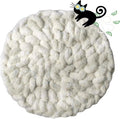 Cat Kneading Mat, Handmade Round Cushion Bed Pad Kittens (White,S) | Plush breathable surface, tree platform, crate insert, sofa layer, floor blanket, comfort zone, restful nap station Washable