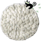 Cat Kneading Mat, Handmade Round Cushion Bed Pad Kittens (White,S) | Plush breathable surface, tree platform, crate insert, sofa layer, floor blanket, comfort zone, restful nap station Washable